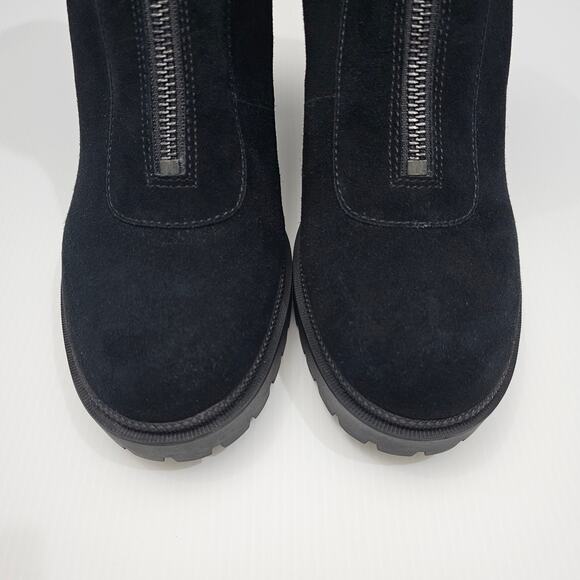 NEW Paige Brianne Ankle Boot Womens 9.5 Black Suede Platform Lug Sole Heeled - Picture 6 of 14